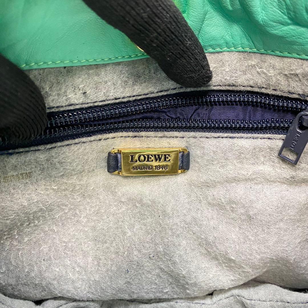 【希少カラー】ロエベ ショルダーバッグ ミントグリーン ナッパレザー アナグラム