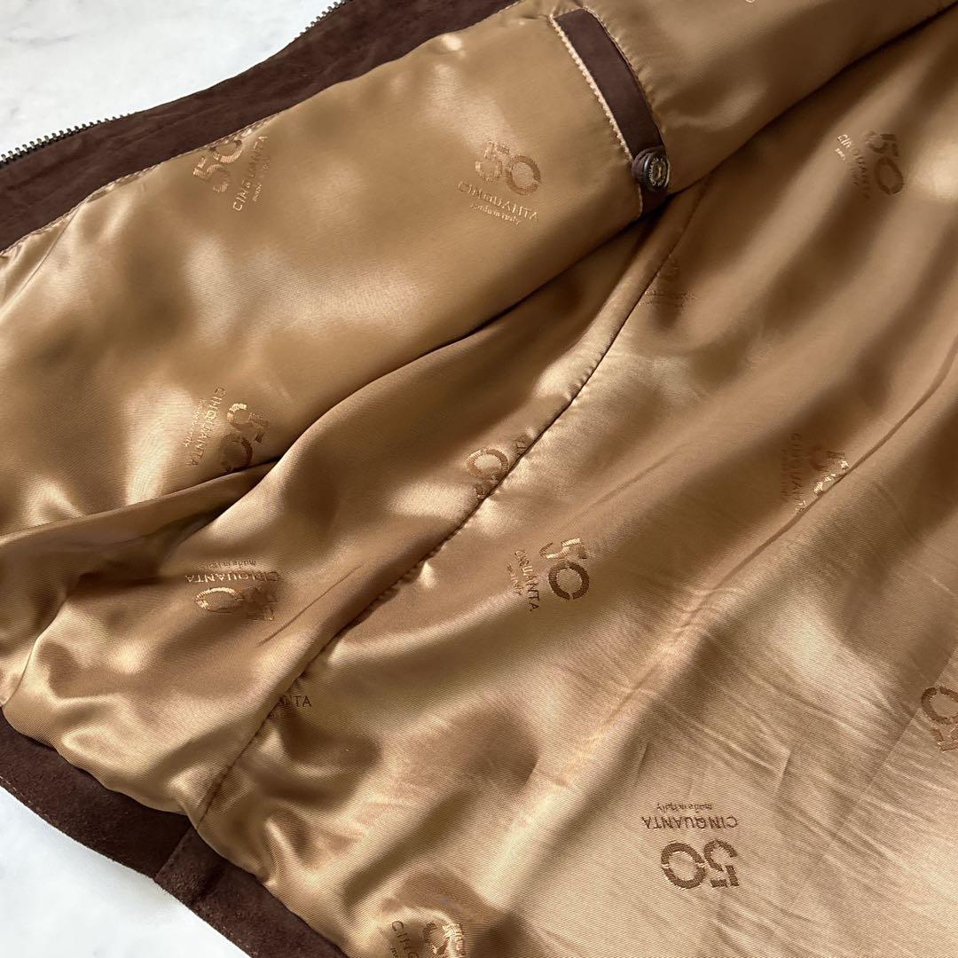 極美品！！【CINQUANTA】シングルライダースジャケット　48 ダブルジップ