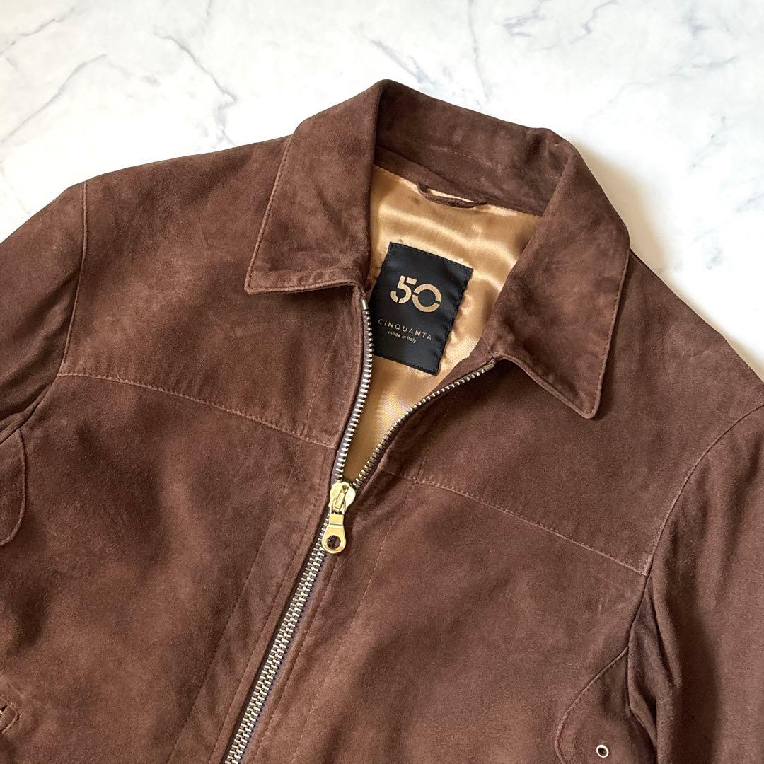 極美品！！【CINQUANTA】シングルライダースジャケット　48 ダブルジップ