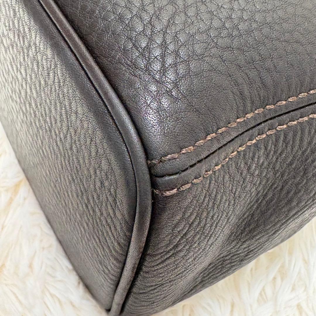 【美品】オールドコーチ ショルダーバッグ オールレザー 本革 しぼ革 シボ革 茶