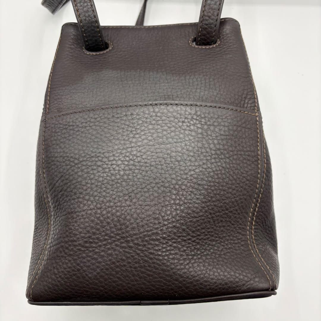 【美品】オールドコーチ ショルダーバッグ オールレザー 本革 しぼ革 シボ革 茶