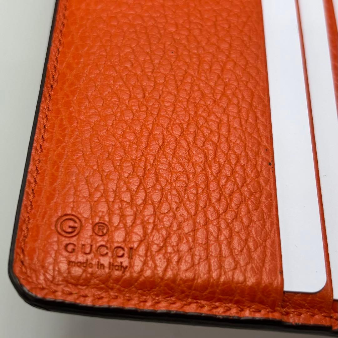 GUCCI グッチ 長財布 オレンジ レザー GGロゴ フラップ 箱付き