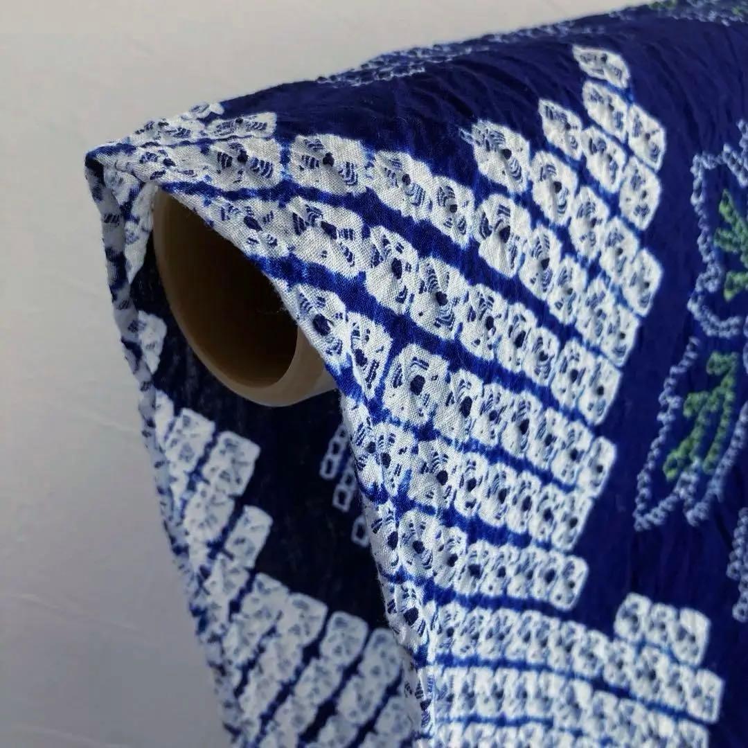 みっちん。 有松鳴海絞り浴衣・蜘蛛絞り 花模様　手縫い 広襟　No.-66