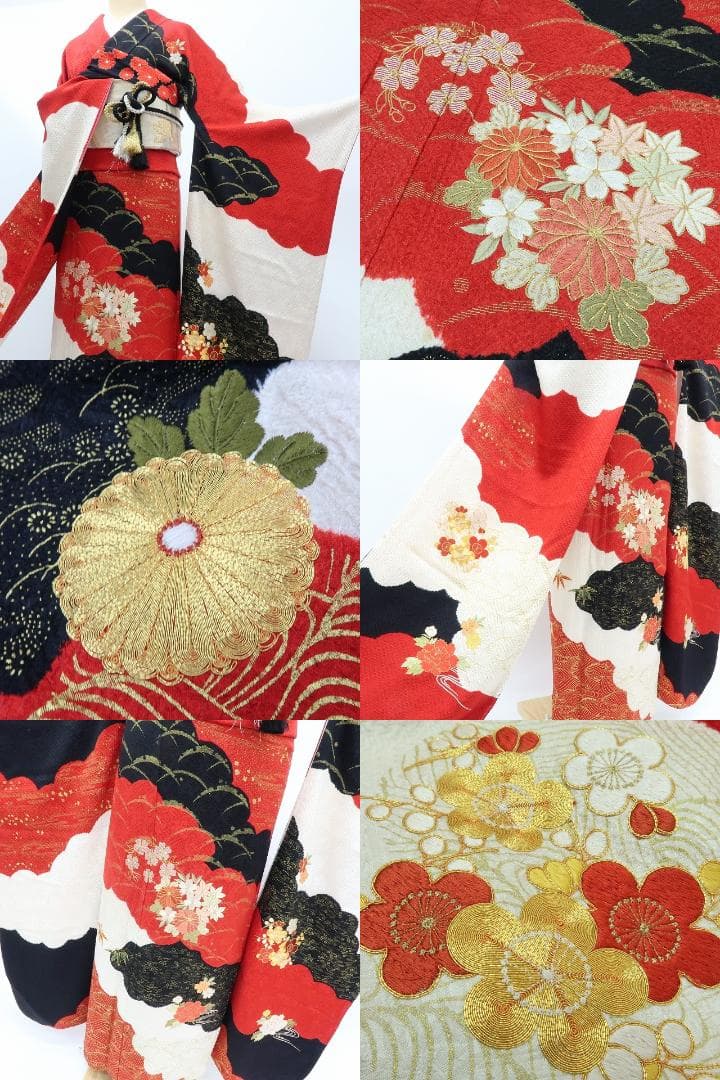 Y3496◇美品 正絹 総絞り 金駒刺繡 手縫い仕立て 成人式 振袖