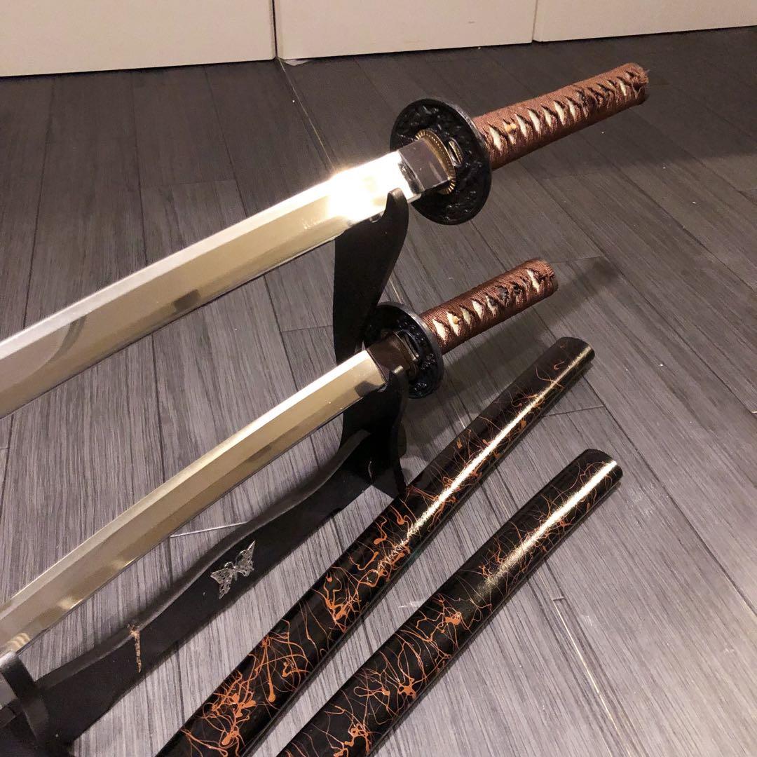 高級模造刀　高級居合刀　太刀　大小セット　本研波刃　亜鉛合金