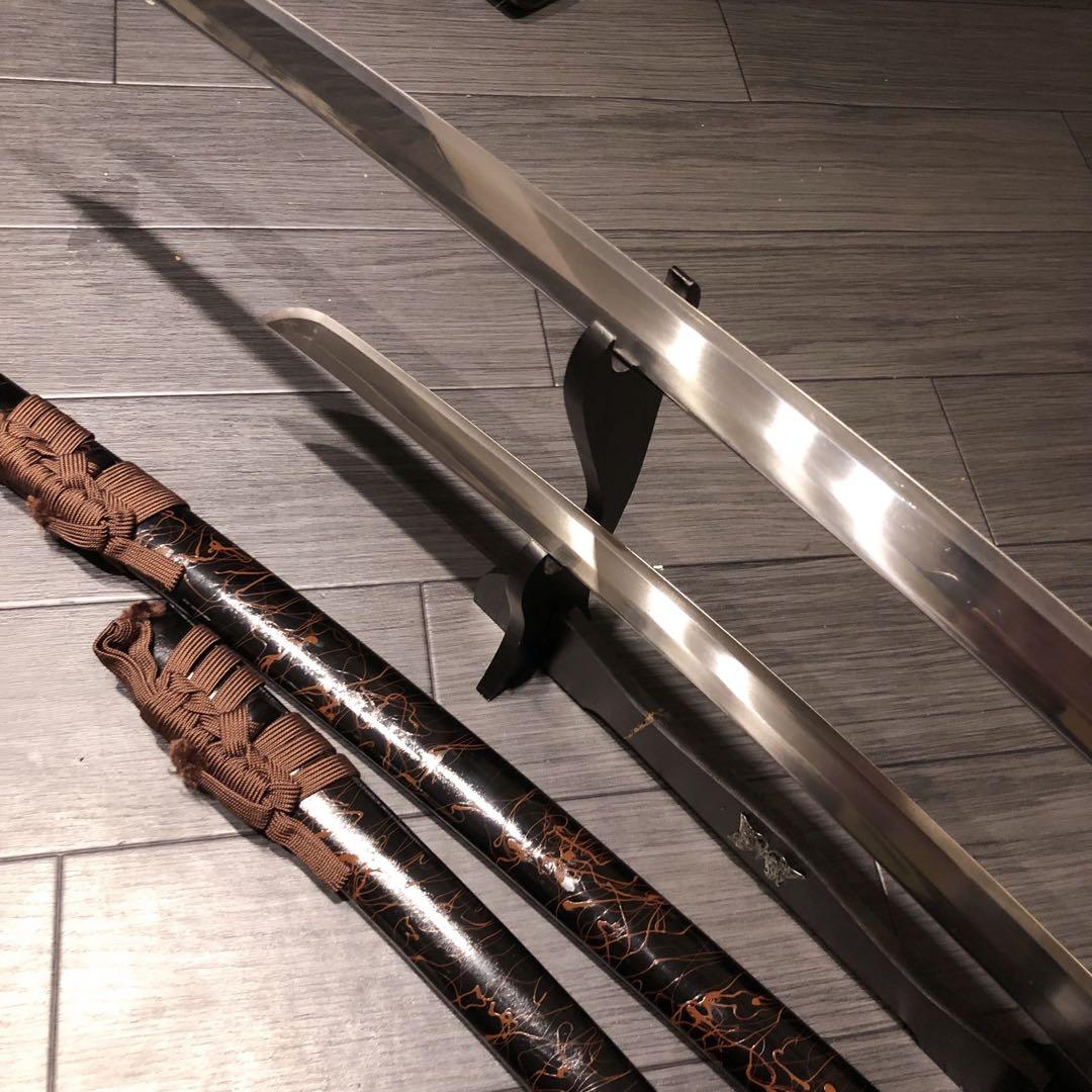 高級模造刀　高級居合刀　太刀　大小セット　本研波刃　亜鉛合金