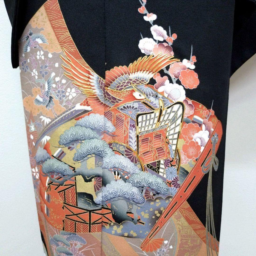 708　半額セール　正絹　美品　格調高い　友禅黒留袖　５点フルセット