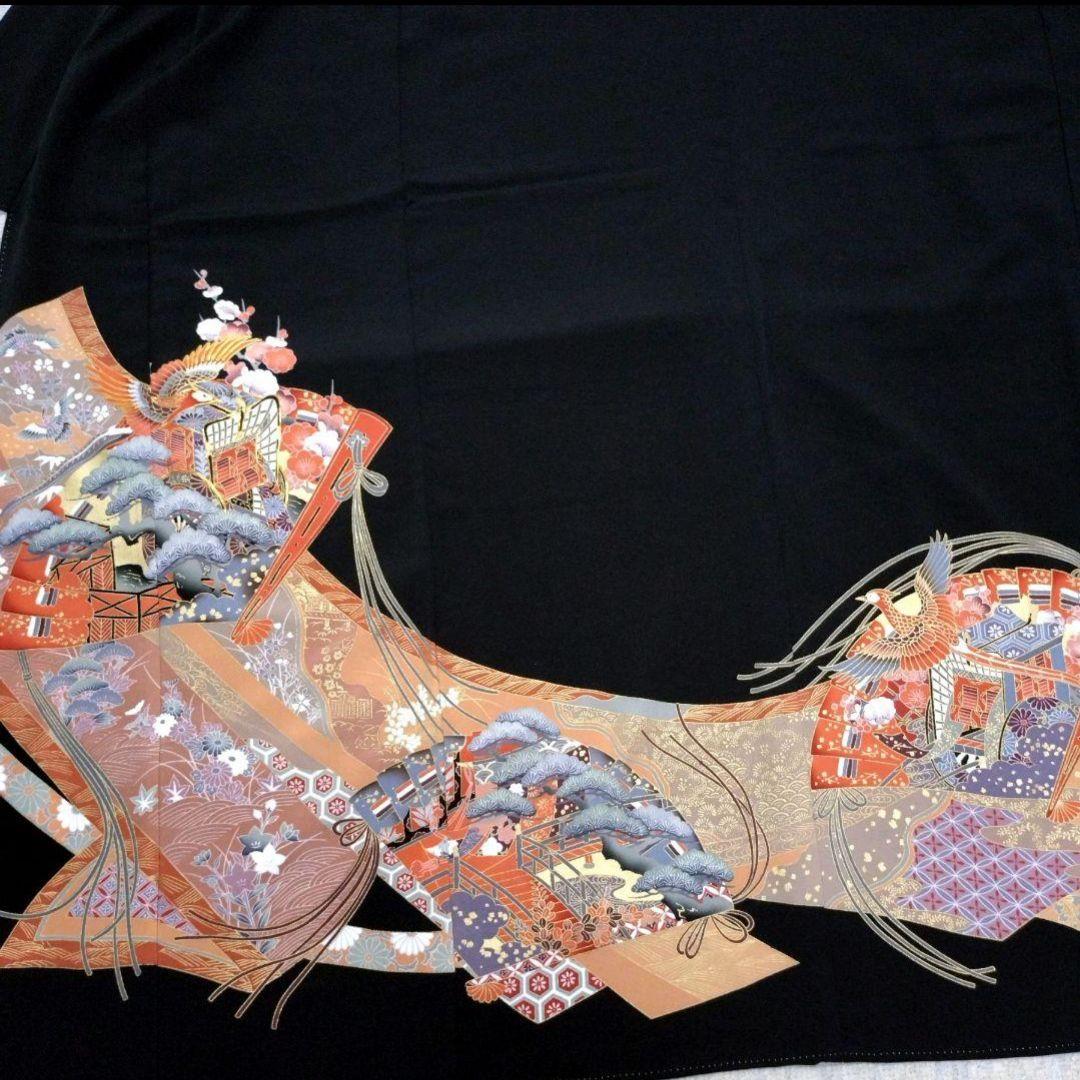 708　半額セール　正絹　美品　格調高い　友禅黒留袖　５点フルセット