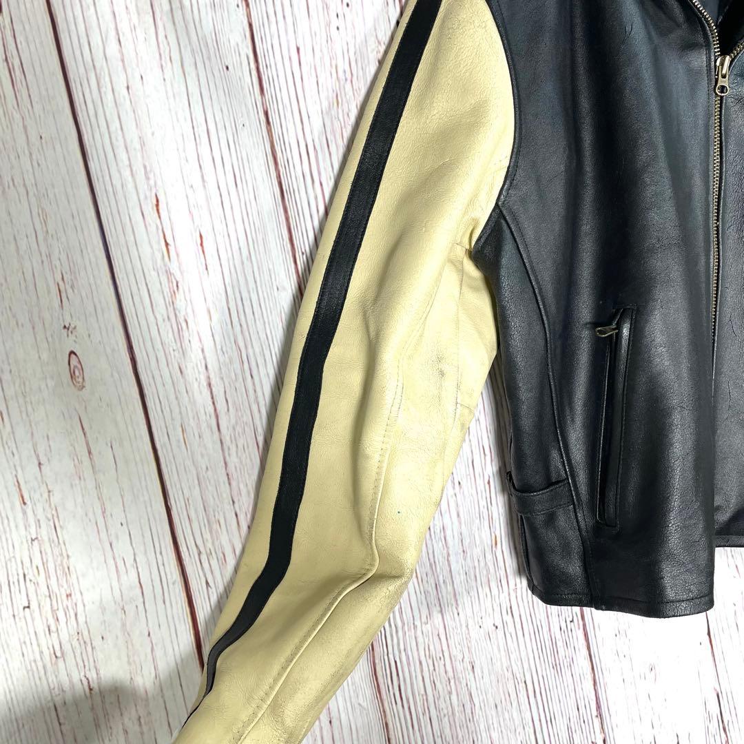 【希少】ハーレーダビッドソンレザージャケットシングルライダースヴィンテージ　刺繍