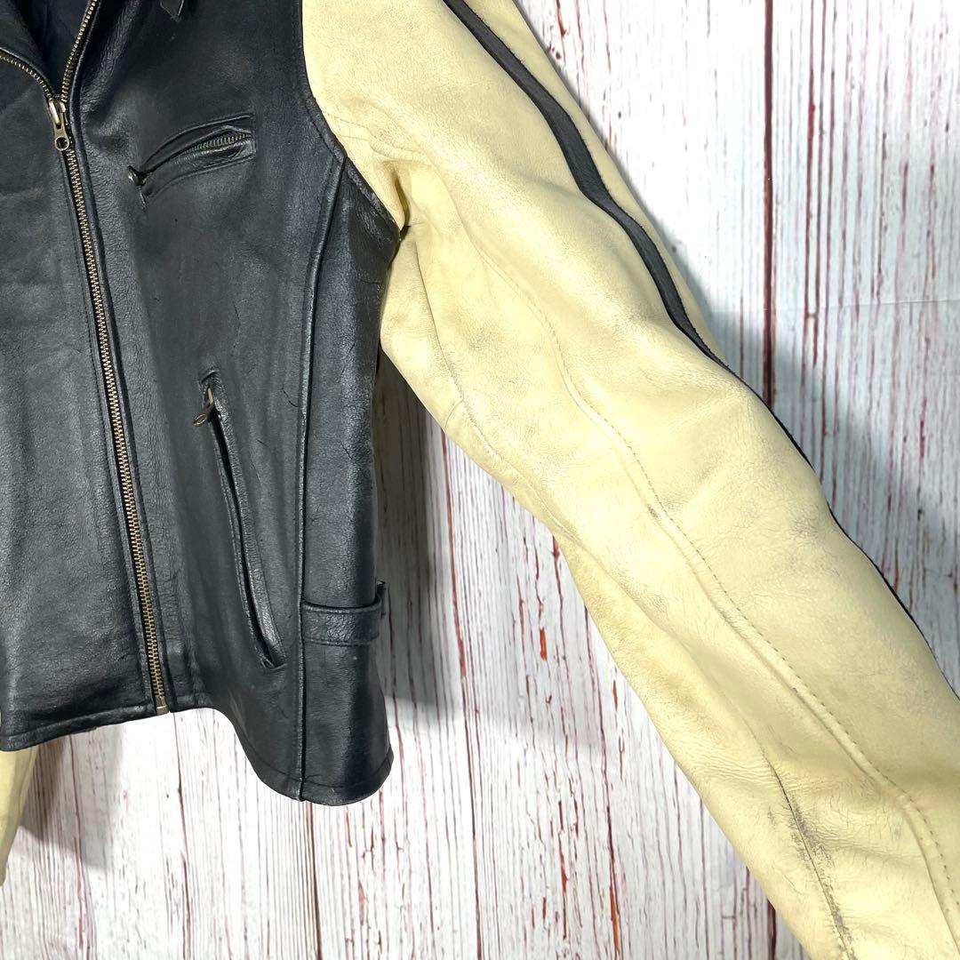 【希少】ハーレーダビッドソンレザージャケットシングルライダースヴィンテージ　刺繍