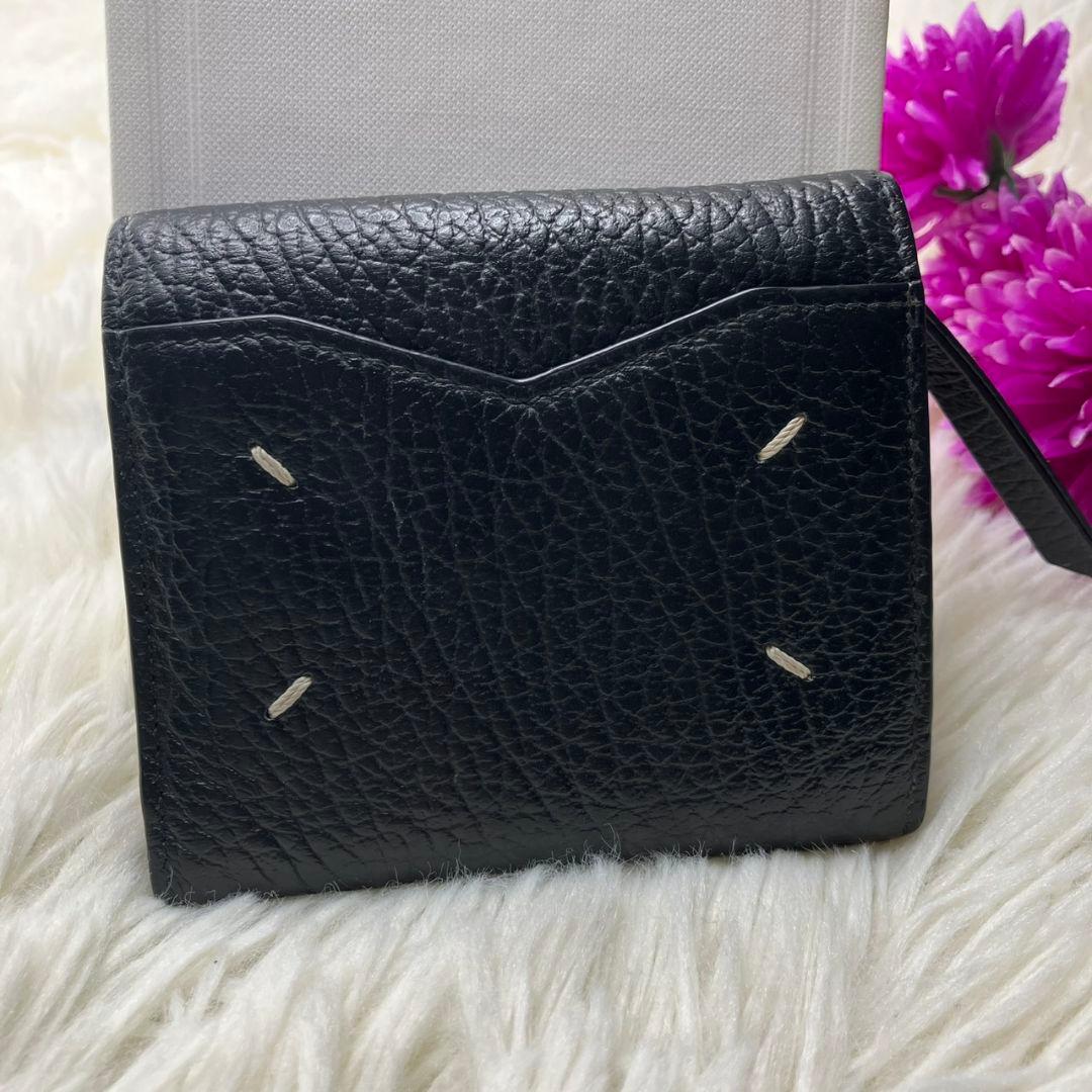 【極美品】メゾンマルジェラ 4ステッチ 三つ折り財布 レザー 黒 ユニセックス