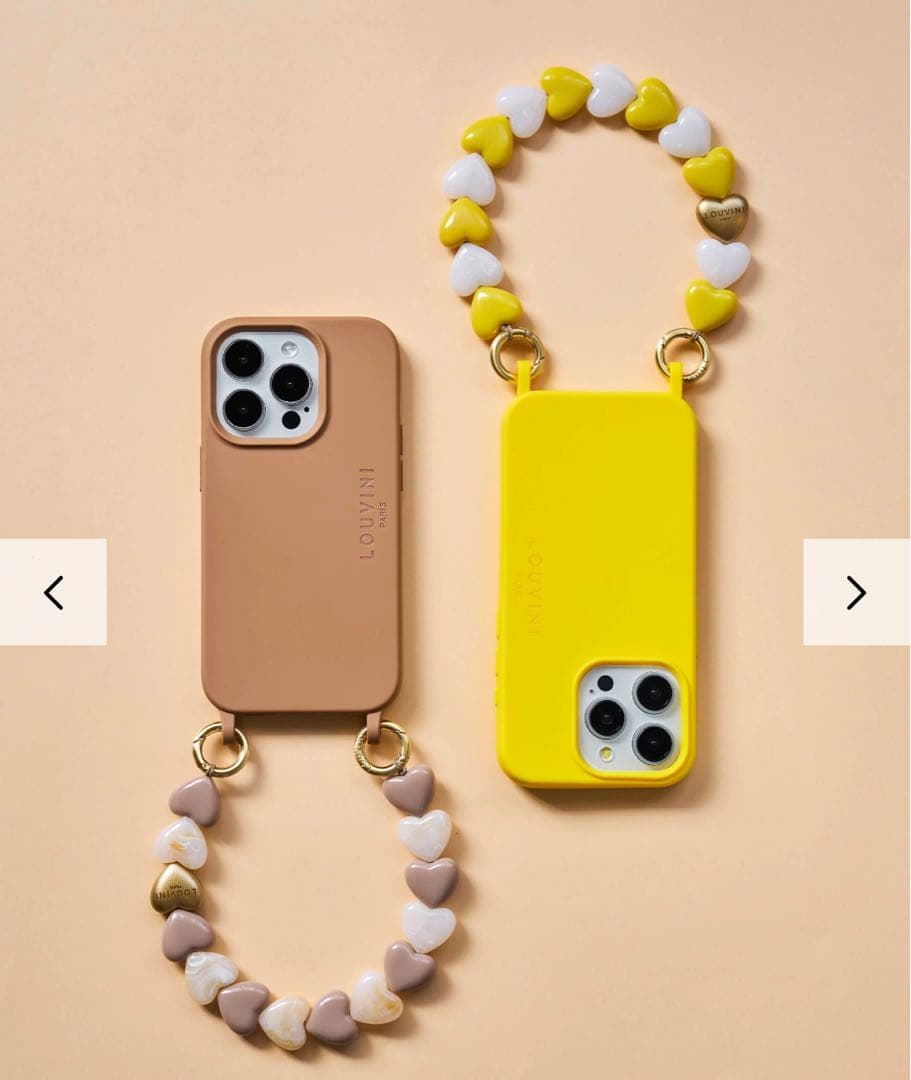 LOUVINIハンドストラップ　PETIT CUORE　BEIGE-TAUPE