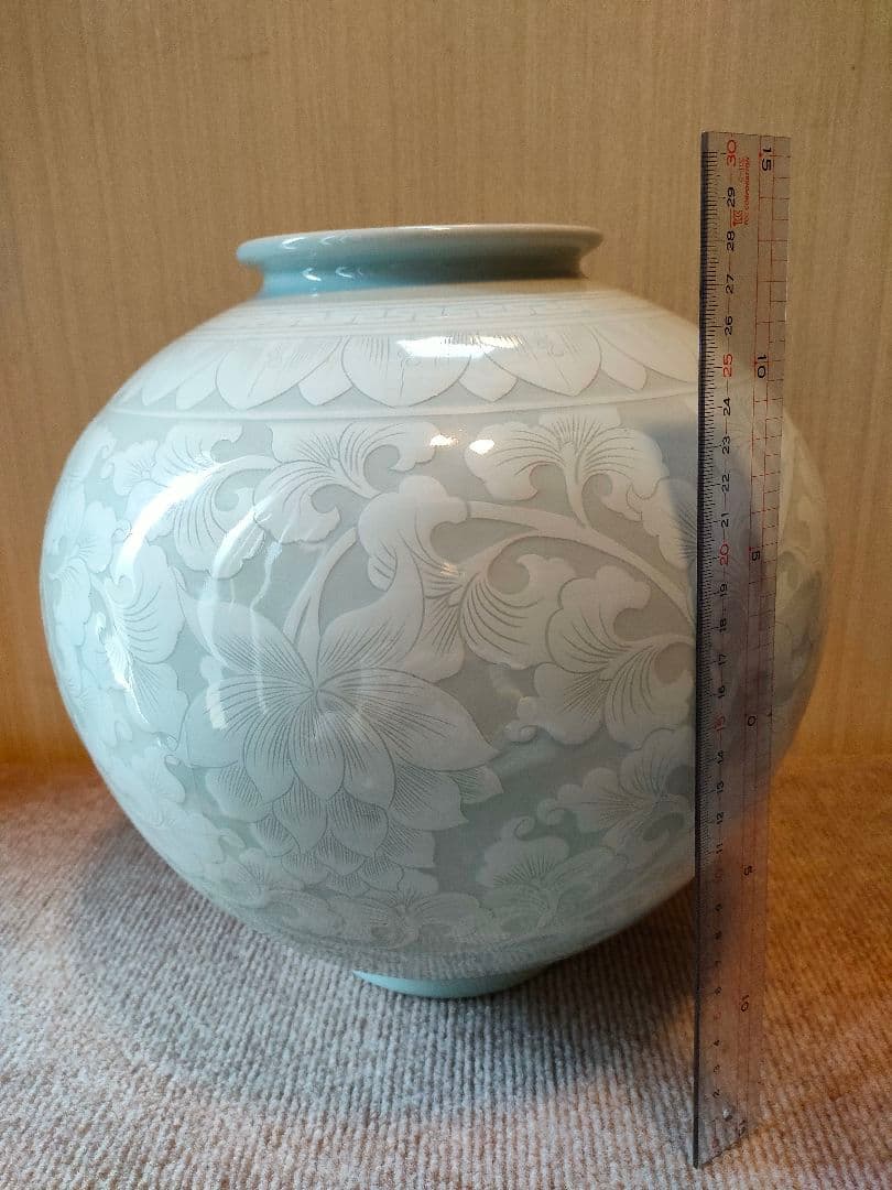 青磁　花瓶　壺　韓国　大きい壺 値下げしました