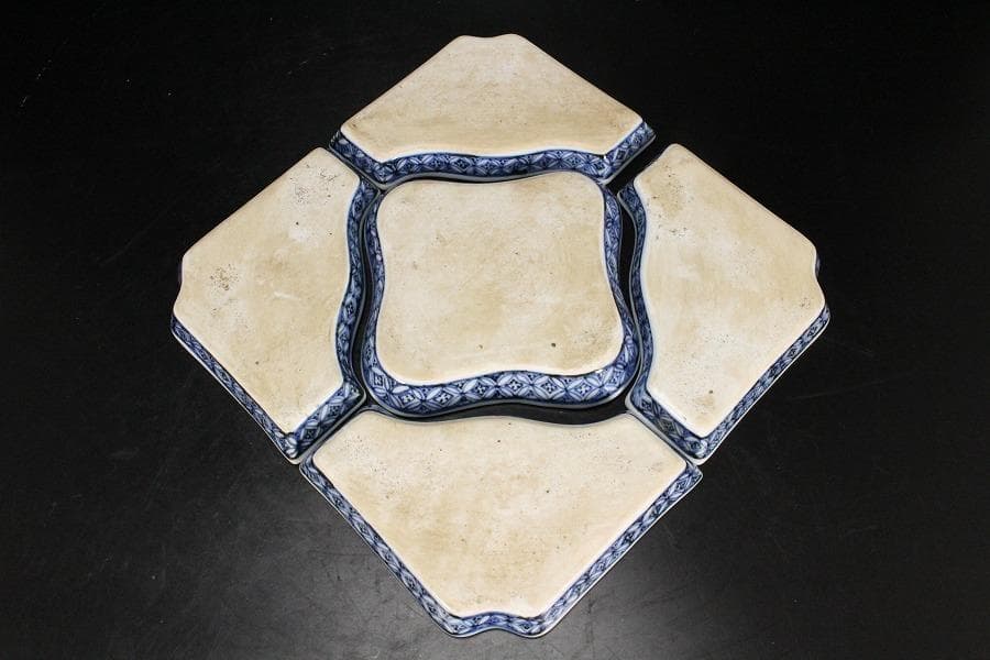 中国美術 青花 雲龍紋 組皿 新渡 皿 五件 送料無料