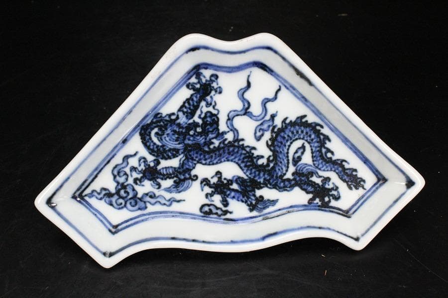 中国美術 青花 雲龍紋 組皿 新渡 皿 五件 送料無料