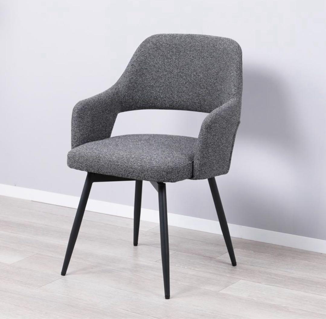 【引き取り限定】グレー楕円形ダイニングテーブルセット　テーブル1,チェア2脚