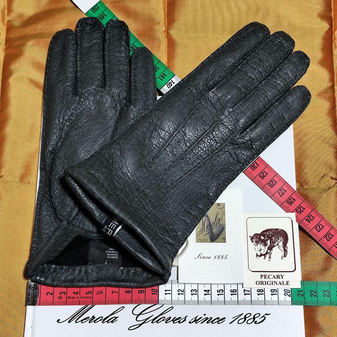 値下げ 廃版 メローラ ペッカリー灰 カシミア グローブ 革手袋 MEROLA