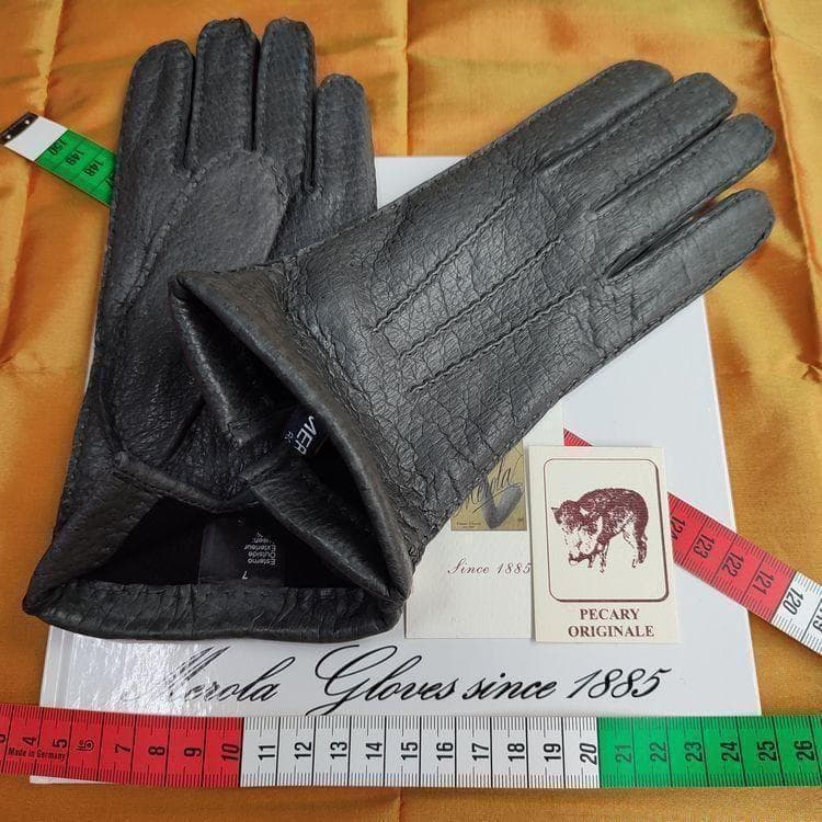 値下げ 廃版 メローラ ペッカリー灰 カシミア グローブ 革手袋 MEROLA