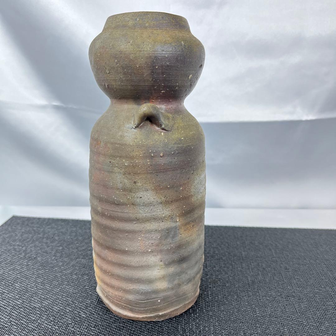 備前焼　花瓶耳付　窯元備前一⑪ 【美品】