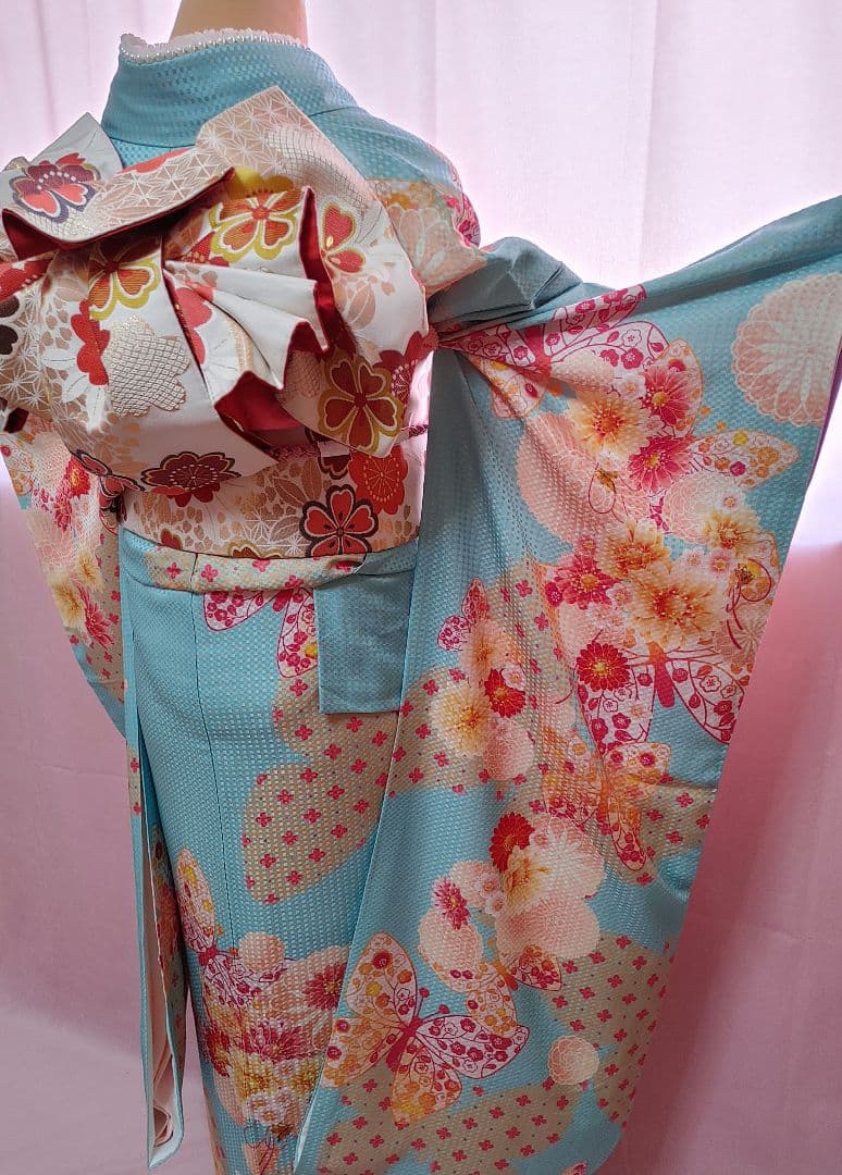 豪華振袖 　袋帯　帯揚げ　帯締め　水色　ANTEPRIMA