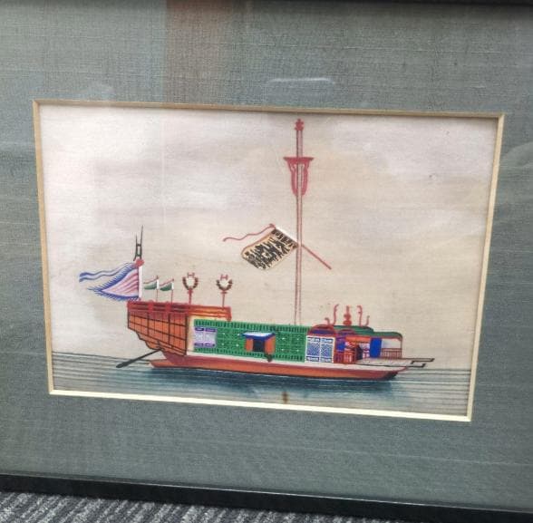 古画、さまざまな舟の肉筆画です。日本にはない表現が随所に見られます。３