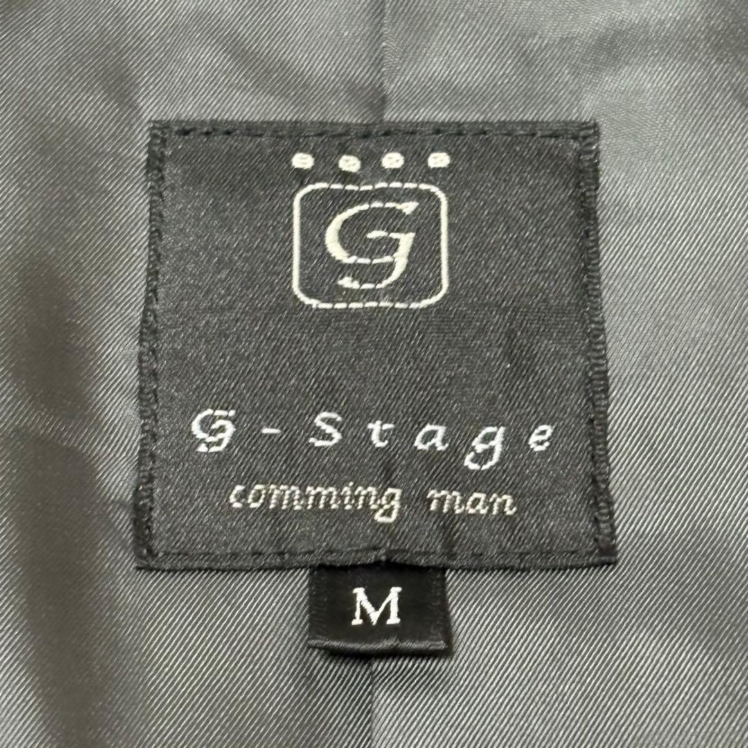 極美品　G-STAGE シングルライダースジャケット ライトグレー　羊革　M