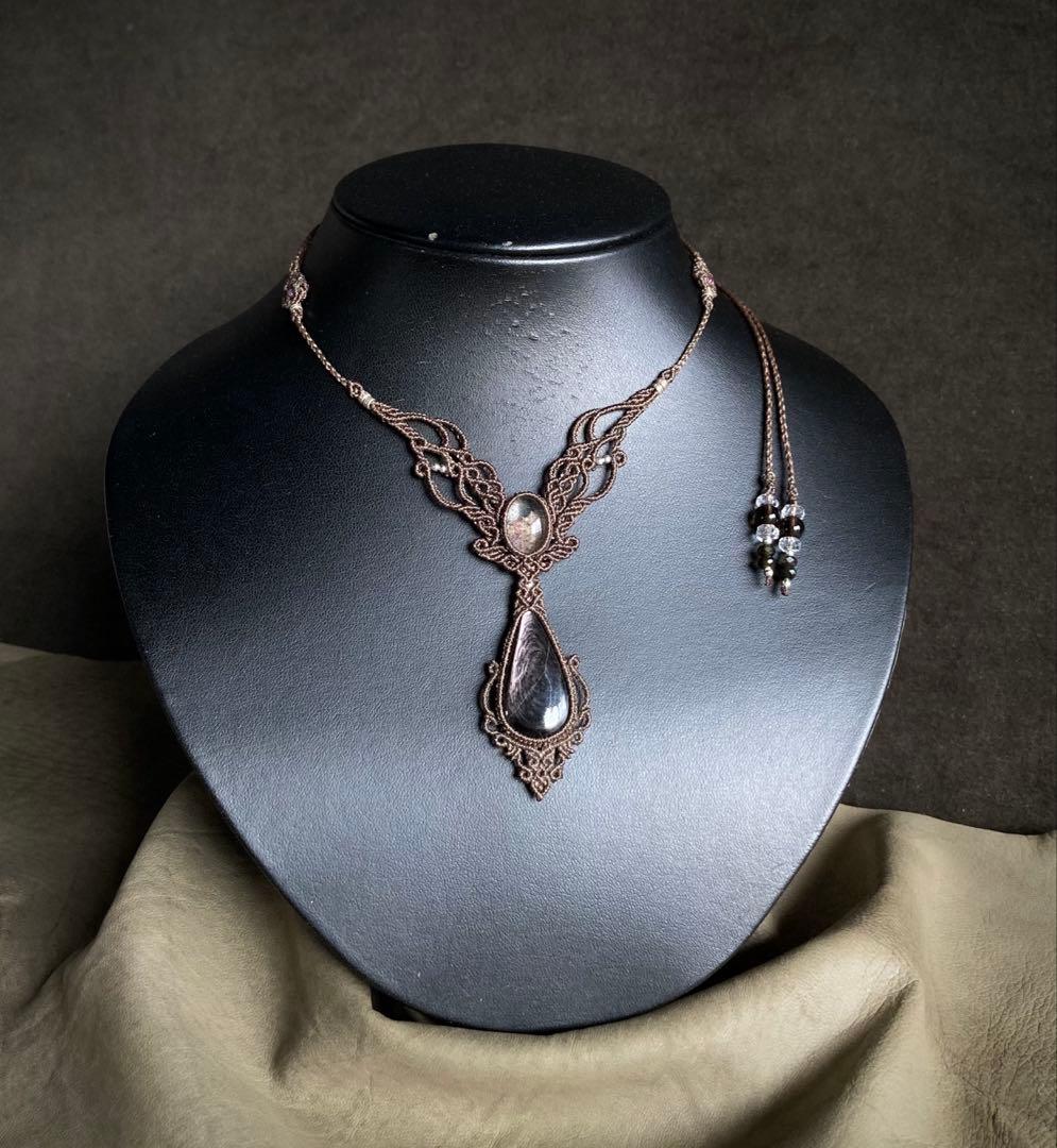 ハイパーシーン　ガーデンクォーツ　マクラメネックレス