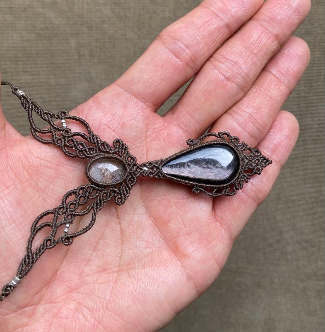 ハイパーシーン　ガーデンクォーツ　マクラメネックレス