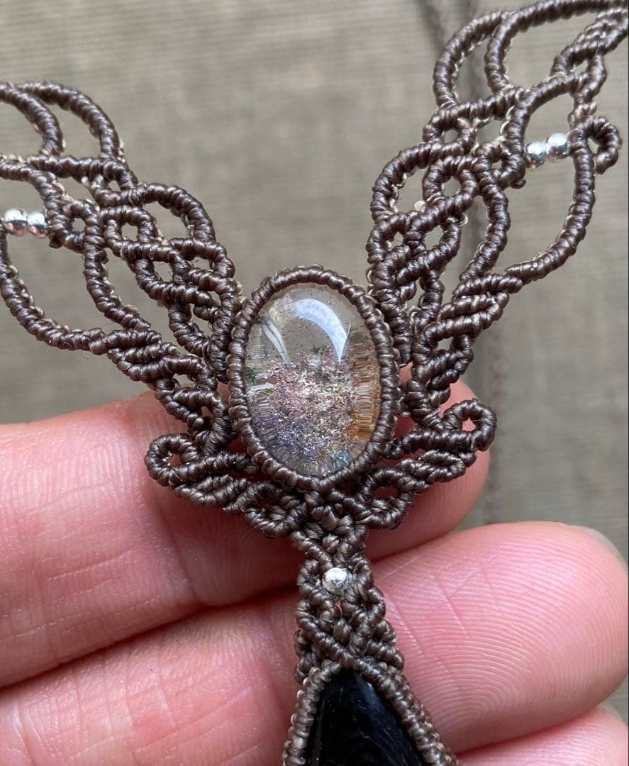 ハイパーシーン　ガーデンクォーツ　マクラメネックレス