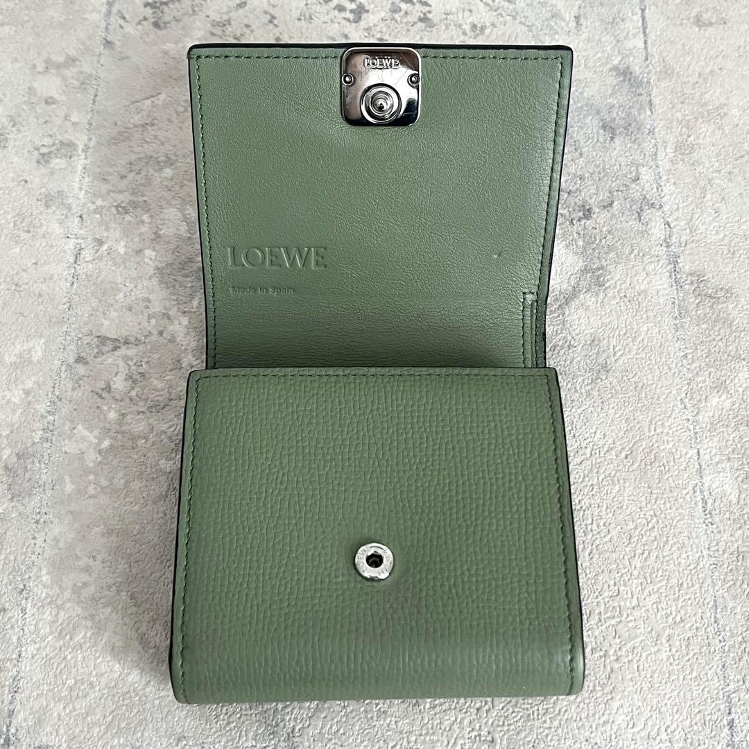 ✨極美品✨️LOEWE アナグラム コンパクト フラップウォレット ローズマリー