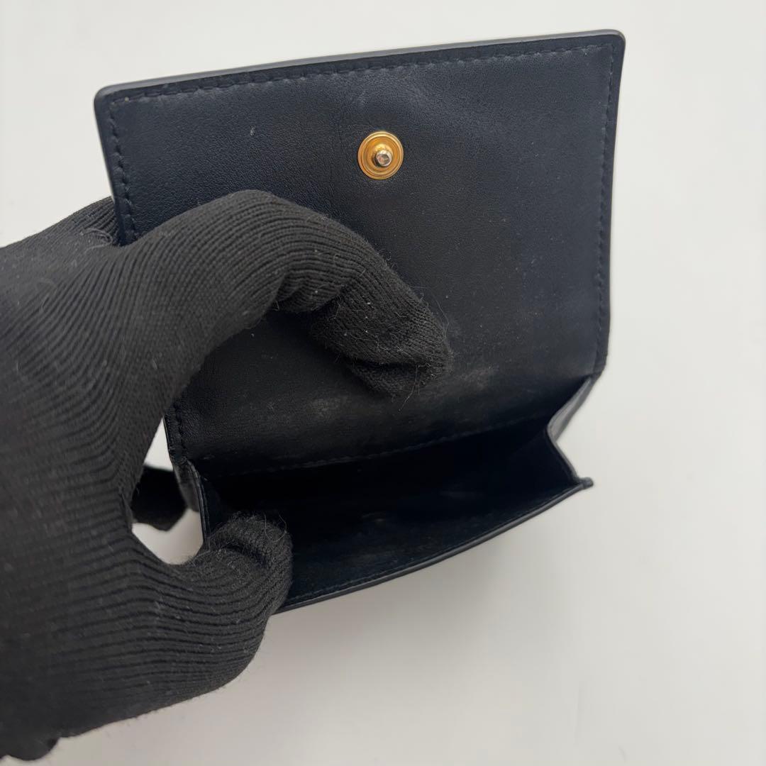 サンローラン　三つ折り　カサンドラ　ブラック　レザー　YSL ゴールド金具