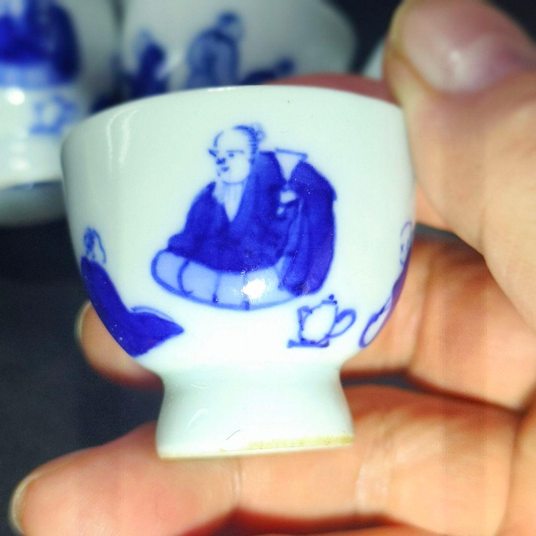 煎茶道具 染付宝瓶茶器 手描き唐子文 祥山造 骨董 時代物 薄手蒐集家放出美品