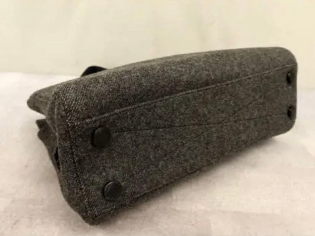 ♥*】様 超美品　PRADA プラダ　三角ロゴ　ウール カーフ レザー 本革　ハ