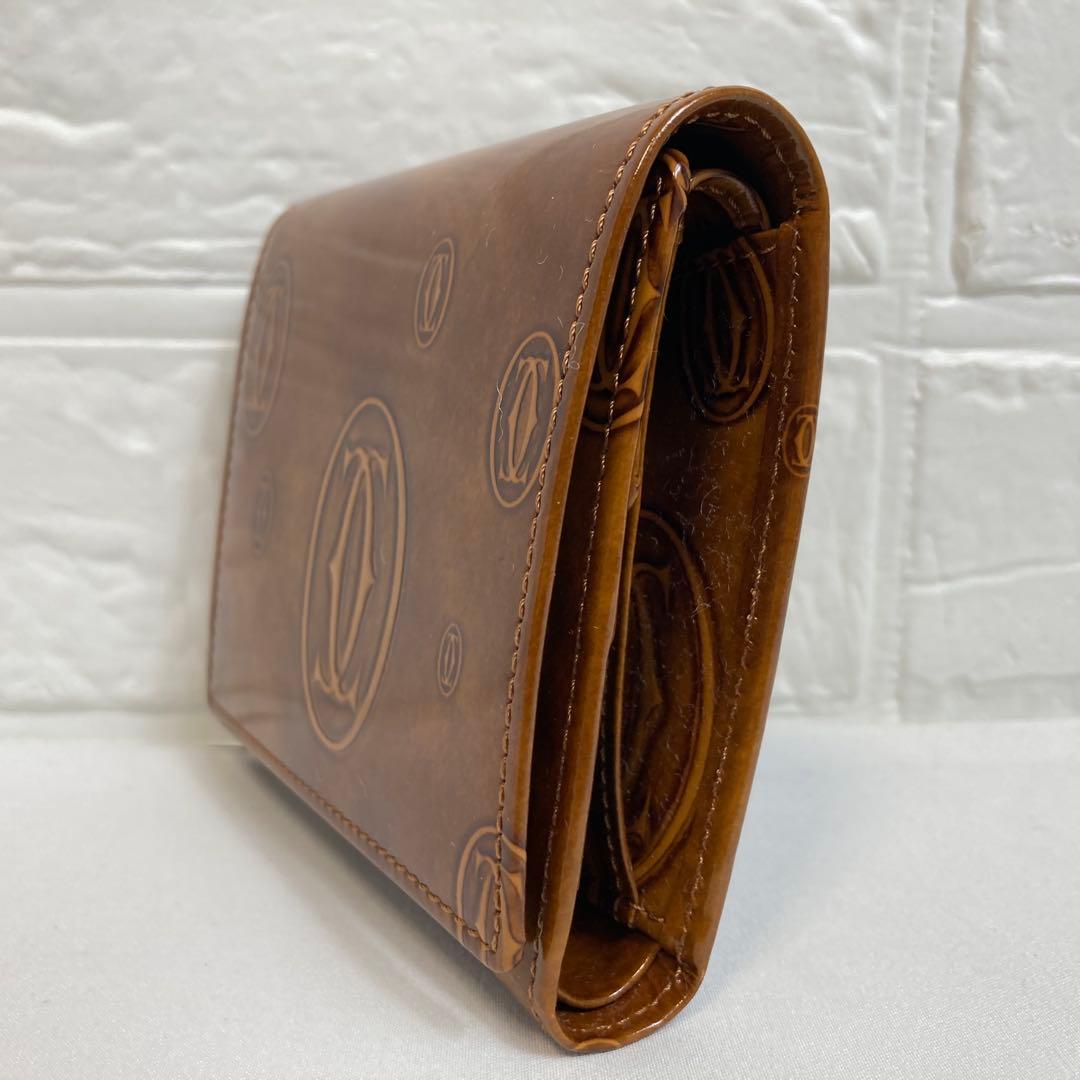 【未使用級】カルティエ　三つ折り財布 ハッピーバースデー ブラウン レザー