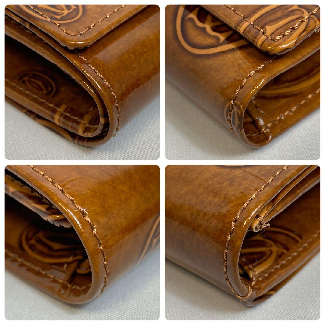 【未使用級】カルティエ　三つ折り財布 ハッピーバースデー ブラウン レザー