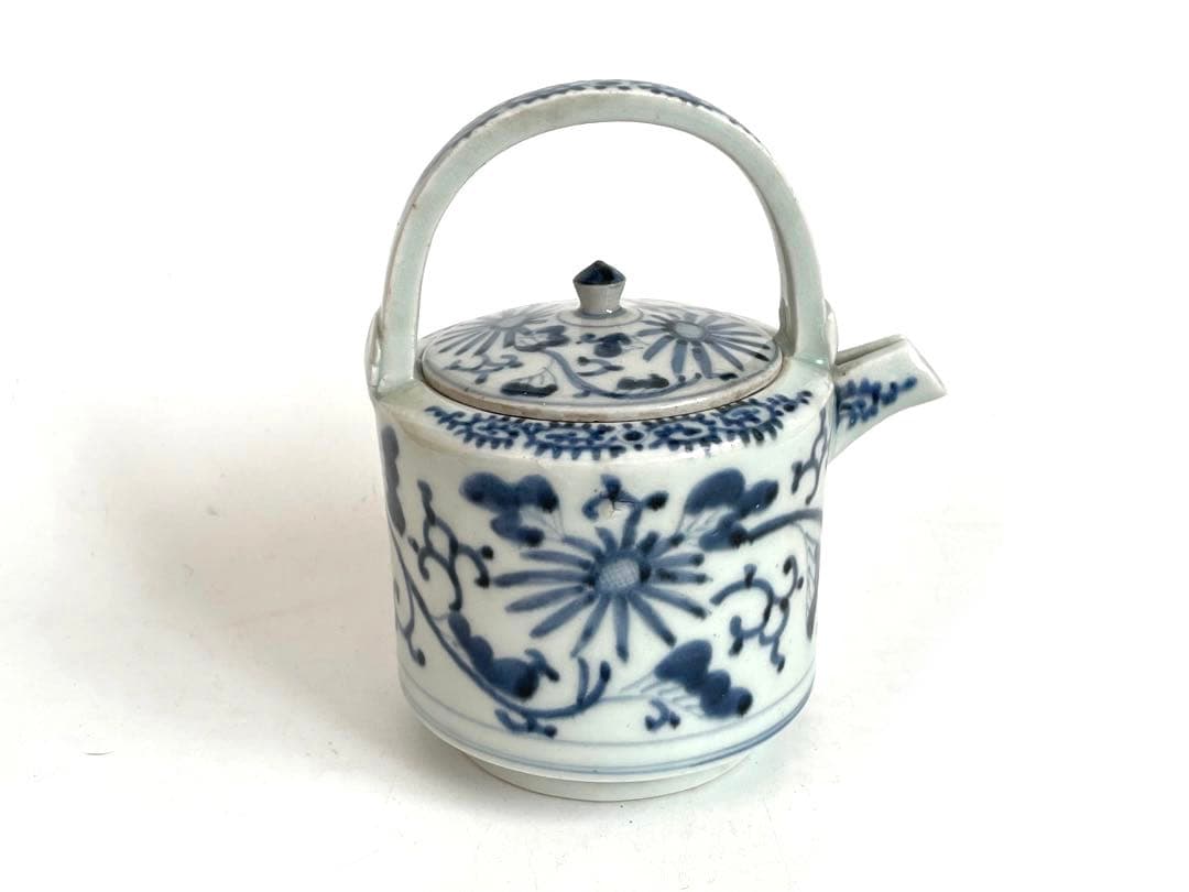 骨董　アンティーク　古伊万里　染付　花唐草文様　銚子　酒器　注器　ポット　急須