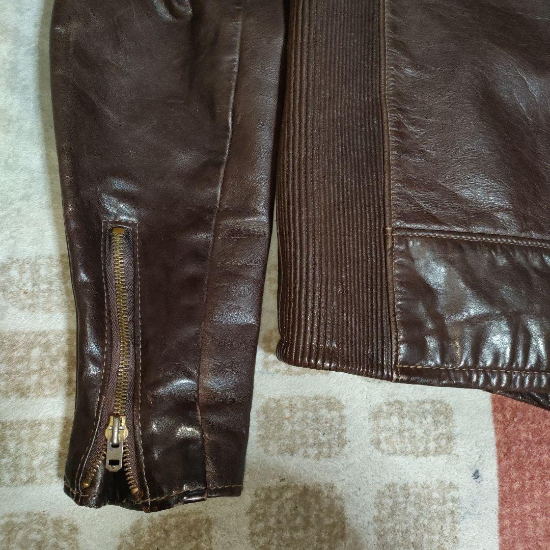 レアモデルSchottシングルライダースヴィンテージ濃茶３６　ダメなら交換も可！