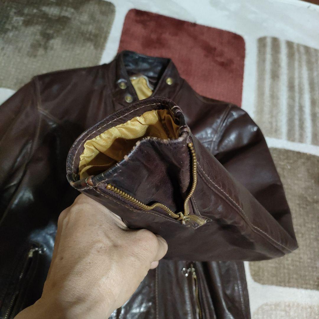 レアモデルSchottシングルライダースヴィンテージ濃茶３６　ダメなら交換も可！