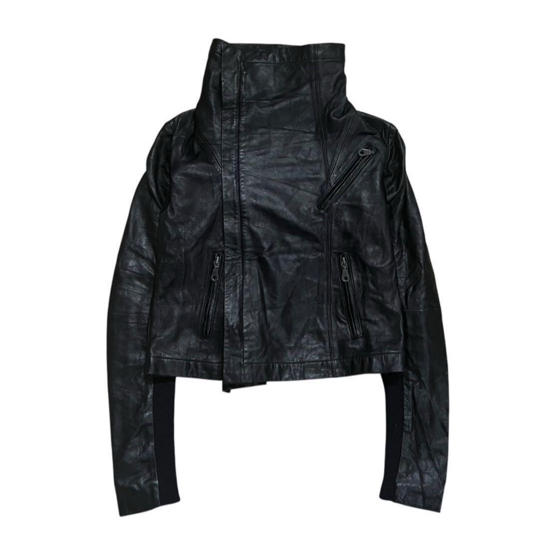 【激レア品】00s Y2K スーパー ハイネック モード レザージャケット