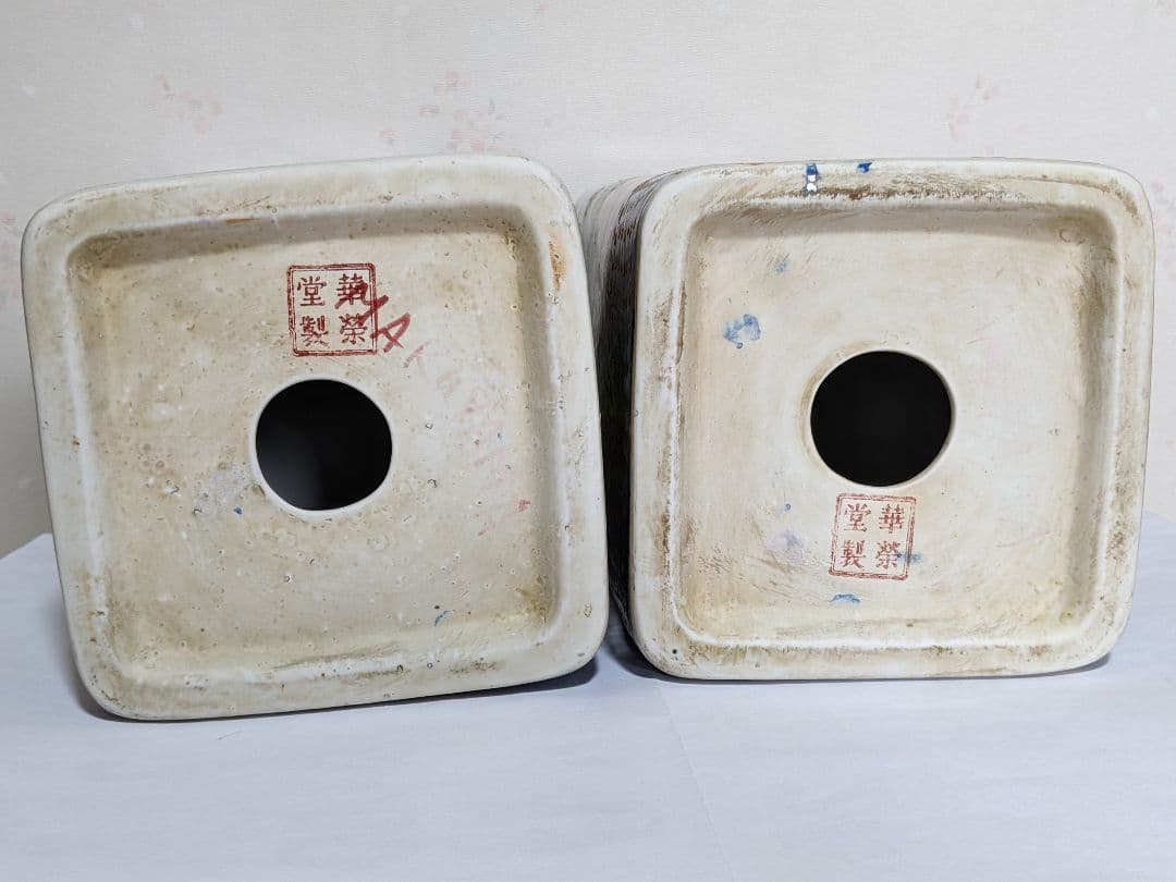 ♦中国陶磁 華栄堂製 粉彩花鳥紋様壺 瓶 花瓶 置物飾り ディスプレイ骨董品