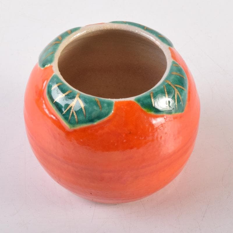 茶道具　竹中洸祥作　柿蓋置　共布共箱　V　7980