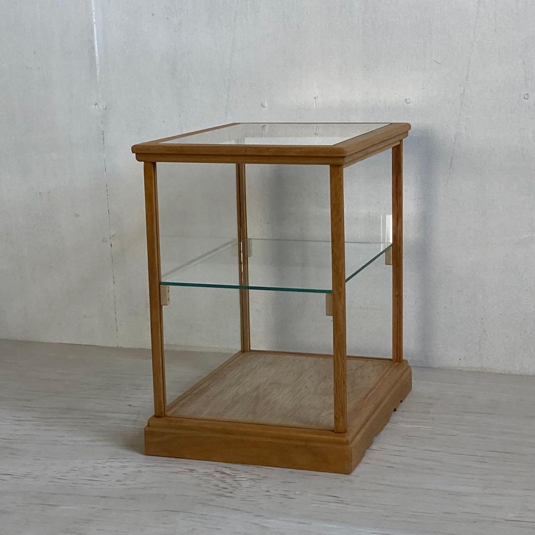 g312 古い木製ガラスケース 2段 卓上ショーケース 扉なし