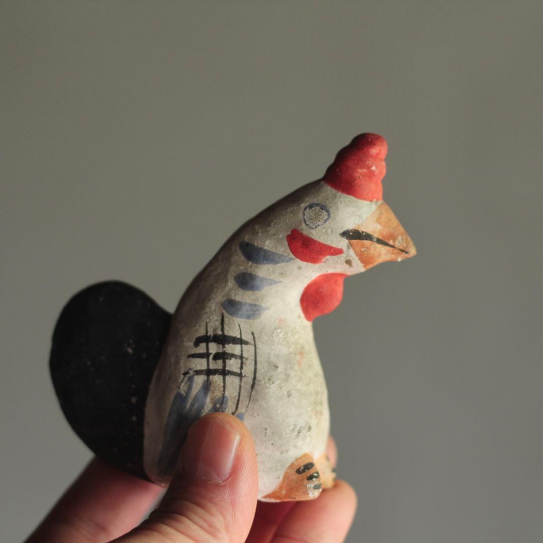 青森 土人形 鳥 鶏 福原英治郎？ 郷土人形 民芸 アンティーク オブジェ