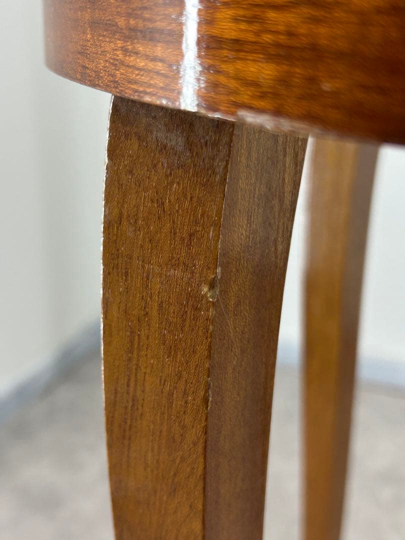 送料込み⭐︎天板収納オルゴール付き円形木製サイドテーブル