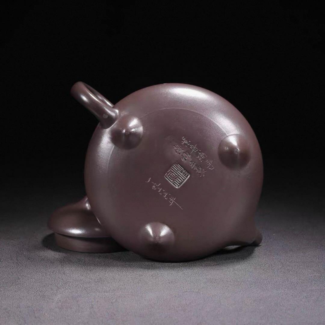 中国古美術・原鉱紫泥喜上眉梢紫砂壺・底款：汪寅仙・紫砂壺・急須・茶壺・茶道具