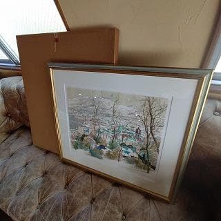 小田切　訓　リトグラフ　白い函館