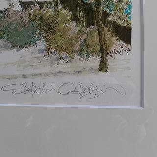 小田切　訓　リトグラフ　白い函館