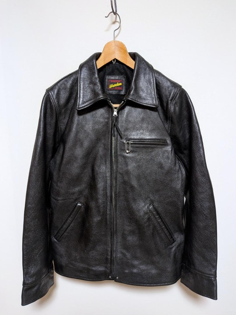FREEDOM フリーダム 襟付きシングルレザージャケット ゴートレザー LL