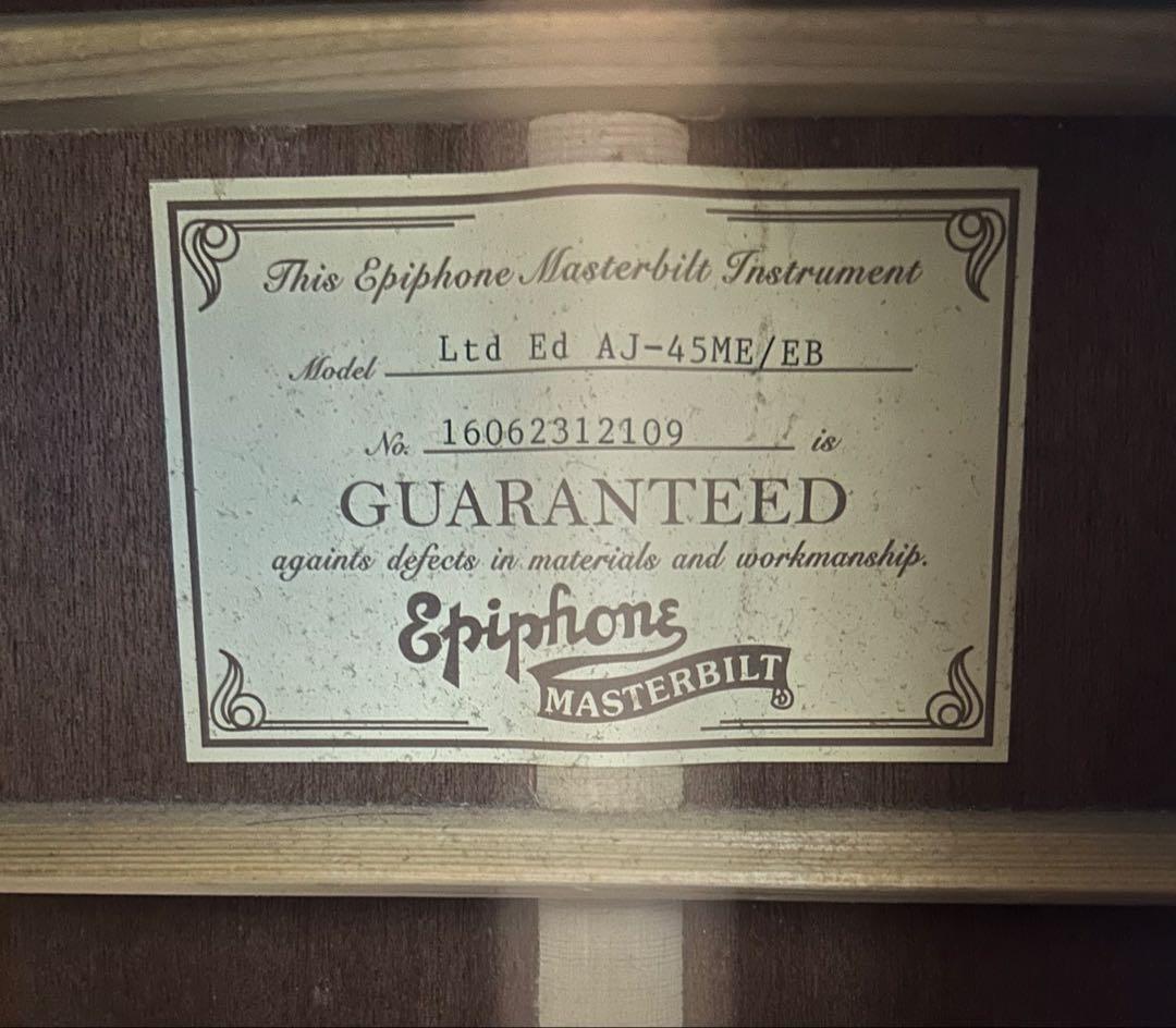 2016年製EPIPHONE のエレアコギター「AJ-45ME EB」