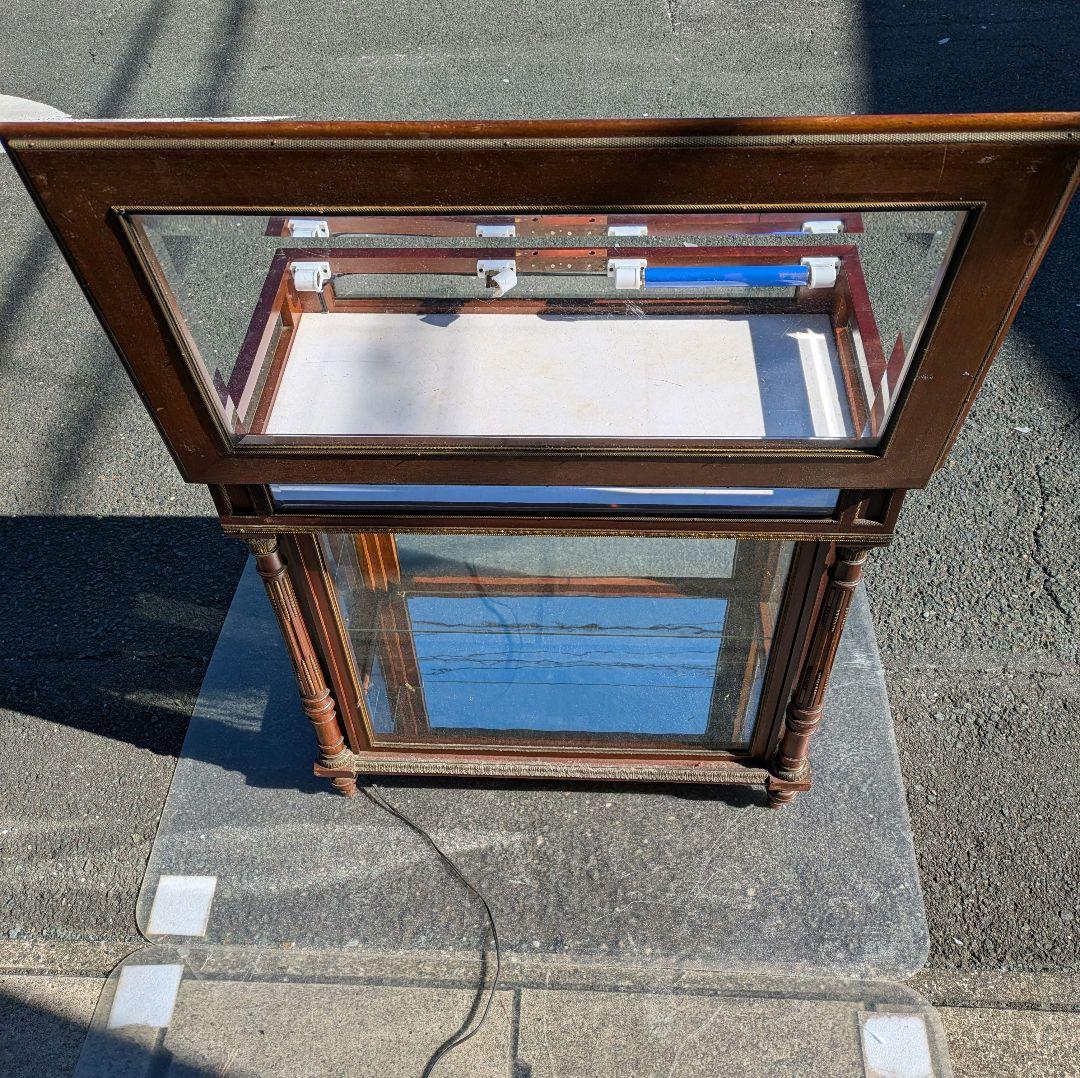 イギリス19世紀　ヴィクトリアンブロンズ飾付ショーケース